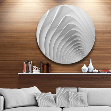 Fractal Bulgy White 3D Waves - Abstract Circle Metal Wall Decor